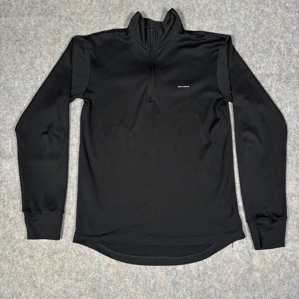 E1 Grundens Pullover Mens S Black Grundies Thermal 1/4 Zip Fleece Base Layer